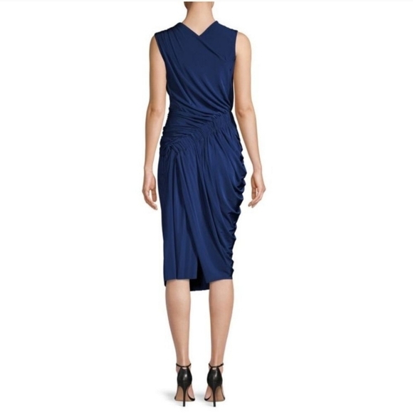 New Jason Wu Collection Sapphire Blue Draped Midi Dress 12 US NWT MSRP $1695.00 - Picture 7 of 15